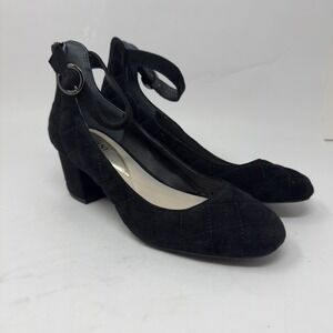 Alfani Step N Flex Shoes Womens Size 9M Black Quilted Block Heel Mary Jane Strap